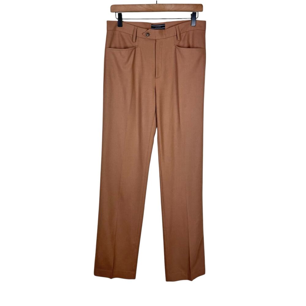 Joseph L Designer Brown Mid Rise Straight Leg 100% Wool Dress Pants Pockets